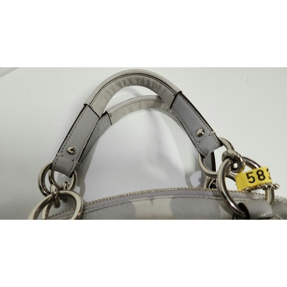 Authentic Coach Women Signature Logo Canvas Satchel Grey Fabric Silver Hardware - Picture 11 of 13